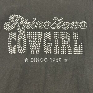 Dingo Rhinestone Cowgirl Black Short Sleeve Shirt Size Medium